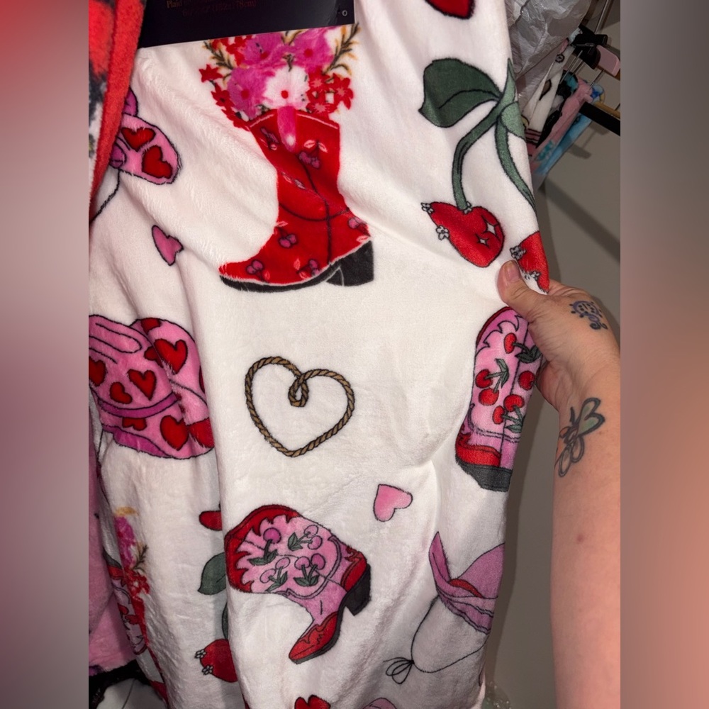 Cozy Cherries and Boot Print Blanket